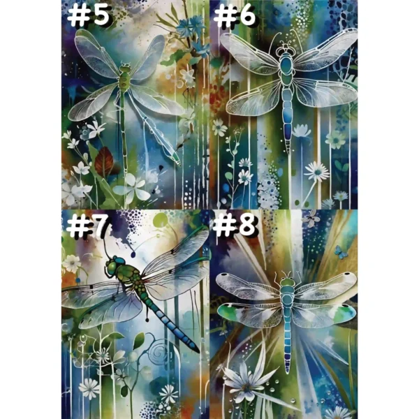 Libellule et fleurs blanches, fond abstrait - Cartes de Correspondance (3 options) – Image 4